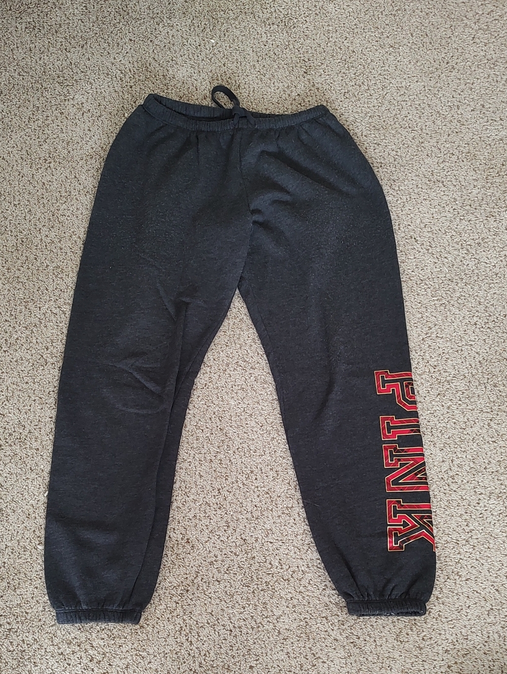 PINK Victoria's Secret Dark Gray Joggers with Red Side Logo